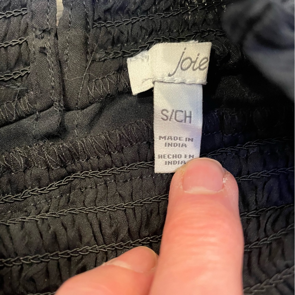 NWT Joie Black Smocked Neck Top - Picture 8 of 13